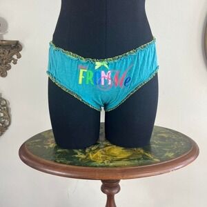 Rare Vintage Y2K Victoria's Secret Pout Teal From Me To You Ruffle Panties - M